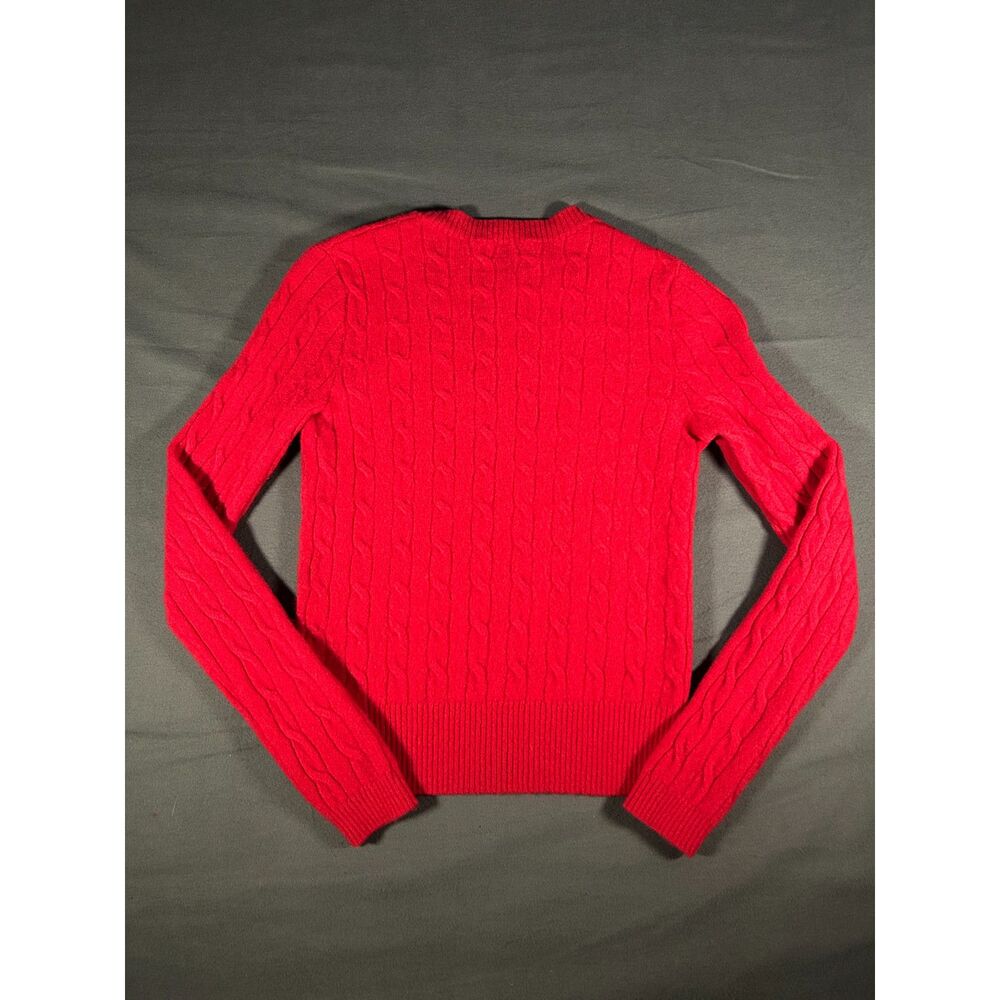 Old Money Christmas Red Cable Knit Cashmere Sweater XS Preppy Quiet Luxury - Picture 2 of 6